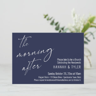 The Morning After Wedding Brunch Navy Blue Invitation