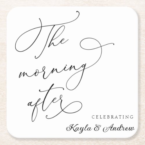 The Morning After Wedding Brunch Square Paper Coaster