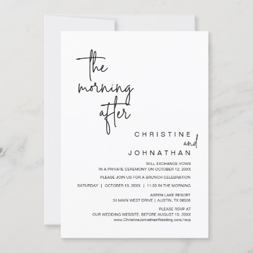 The Morning After Wedding Elopement Brunch Invita Invitation