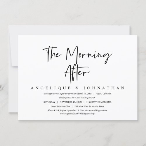 The Morning After Wedding Elopement Brunch Invita Invitation