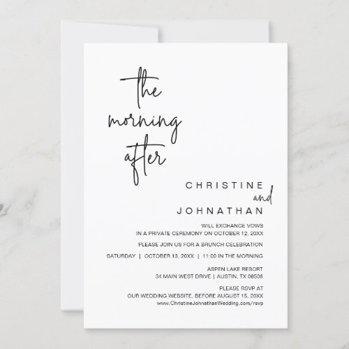 The Morning After Wedding Elopement Brunch Invitation