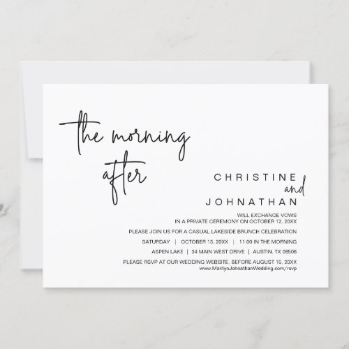 The Morning After Wedding Elopement Brunch Invitation