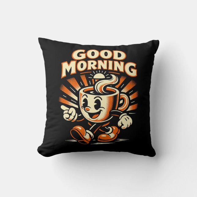 The Morning Brew Throw Pillow (Front)