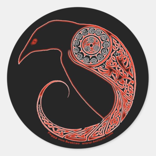 The Morrigan Celtic Raven Stickers Black Classic Round Sticker