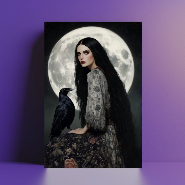 The Morrigan Goddess with Raven Dark Gothic Art  Postcard (Creator Uploaded)