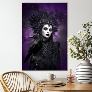 The Morrigan Purple Black Raven Goddess Art Poster