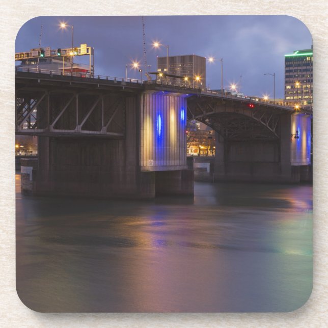 The Morrison bridge over the Willamette river Beverage Coaster (Front)