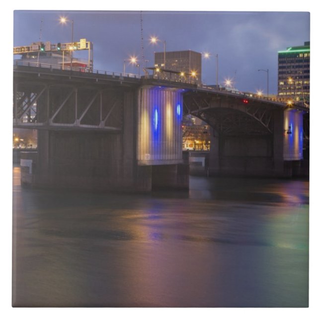 The Morrison bridge over the Willamette river Ceramic Tile (Front)