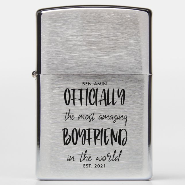 The Most Amazing Boyfriend Year Established Zippo Lighter (Front)
