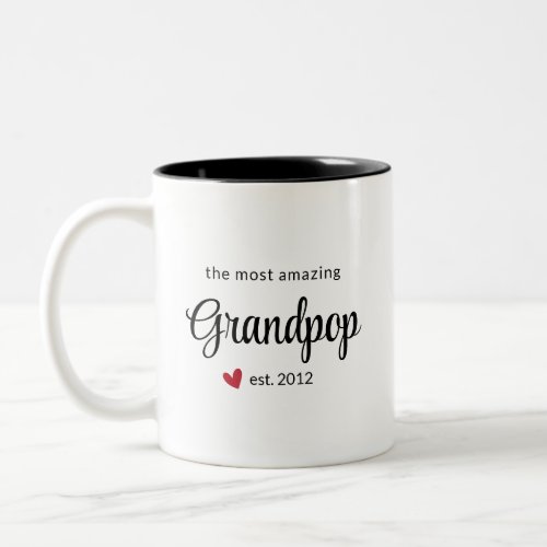 The Most Amazing Grandpop Est Date Photo Two_Tone Coffee Mug