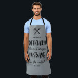 The Most Amazing Husband Year Established Apron<br><div class="desc">Modern apron features typography script ''officially the most amazing husband in the world'' ,  name and year established. Perfect as a gift for birthday,  Valentine's Day,  Anniversary etc.</div>