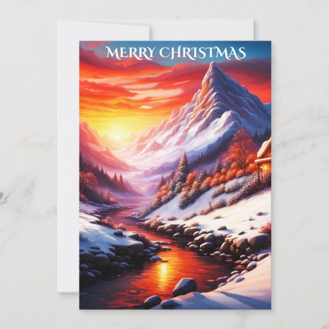 The Most Amazing Sunset over the Mountain  Holiday Card (Front)
