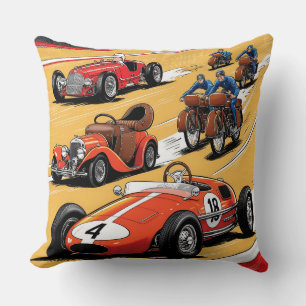 The most beautiful old racing cars throw pillow