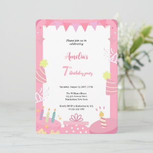THE MOST CUTE GIRL PINK BIRTHDAY PARTY INVITATION