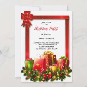 the most elegant green , gold ,red gift christmas invitation