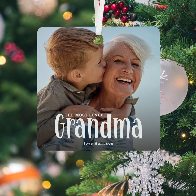The Most Loved GRANDMA' Cute Gift  Metal Ornament (Creator Uploaded)