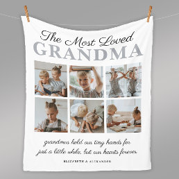 The Most Loved Grandma Photo Fleece Blanket