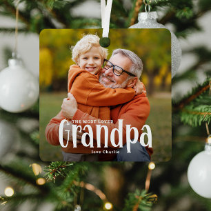 The Most Loved GRANDPA' Cute Gift Metal Ornament