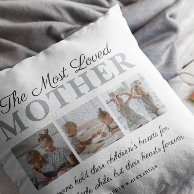 The Most Loved Mother Photo Throw Pillow (Creator Uploaded)