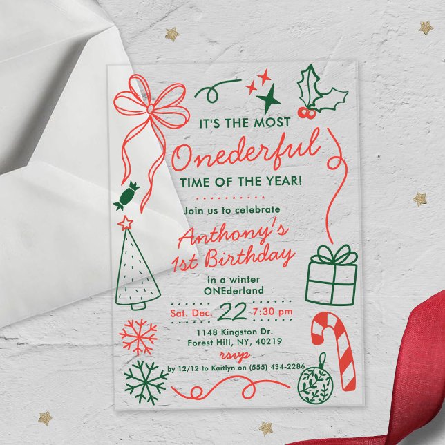 The Most Onederful Time Of The Year 1st Birthday Acrylic Invitations (Creator Uploaded)