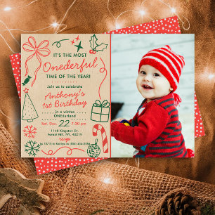 The Most Onederful Time Of The Year 1st Birthday Invitation