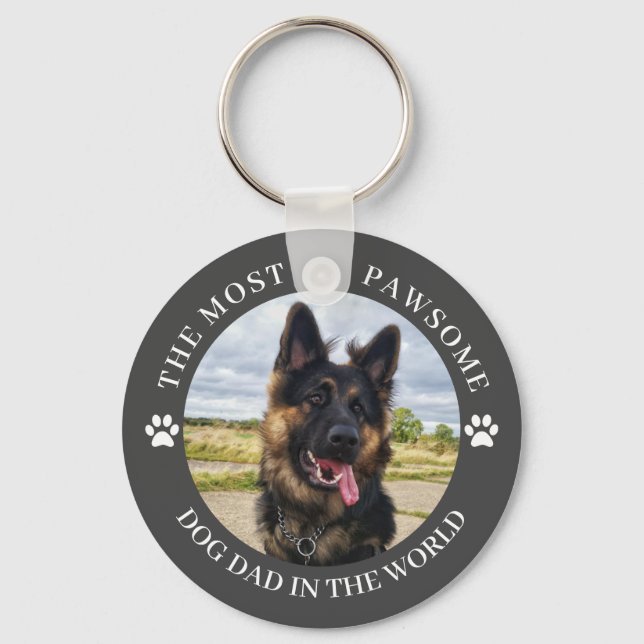 The Most Pawsome Dog Dad Keychain (Front)