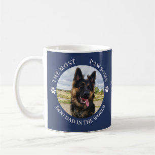 The Most Pawsome Dog Dad Photo Blue Coffee Mug