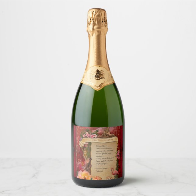 The Most Romantic Valentine💕customizable  Sparkling Wine Label (Front)