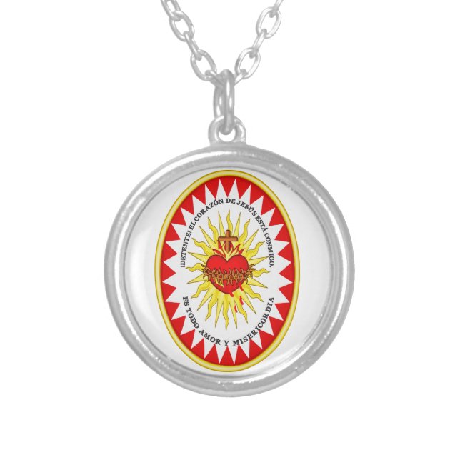 The Most Sacred Heart of Jesus  Silver Plated Necklace (Front)