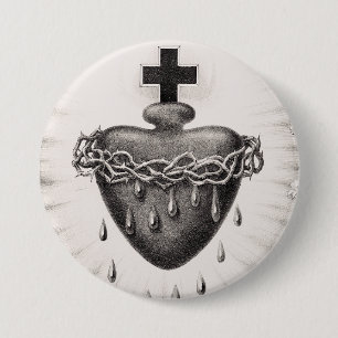 The Most Sacred Heart of Jesus Symbol of Divine  Button
