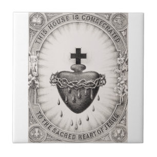 The Most Sacred Heart of Jesus Symbol of Divine  Ceramic Tile