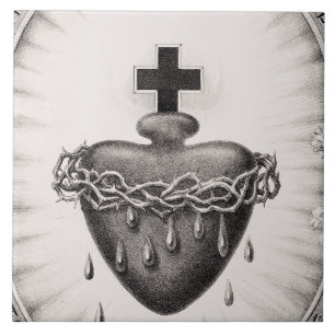The Most Sacred Heart of Jesus Symbol of Divine  Ceramic Tile
