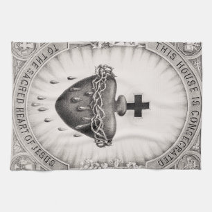 The Most Sacred Heart of Jesus Symbol of Divine Kitchen Towel