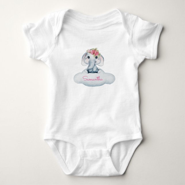 The Most Screamingly Cute Baby Elephant Ever!  Bodysuit (Front)