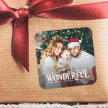 The most wonderful time Christmas photo Square Sticker<br><div class="desc">Get ready to spread holiday cheer with this customizable Christmas sticker featuring the caption "It's the most wonderful time of the year". Add one of your favorite family photos to create a unique keepsake and let the holidays begin.</div>