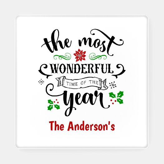 The Most Wonderful Time of the Year Christmas Coaster Set
