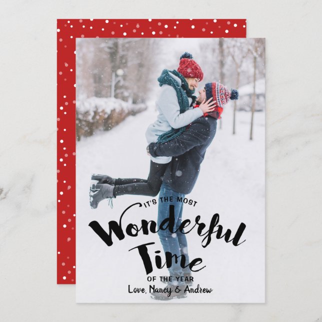 The Most Wonderful Time Of The Year Elegant Photo Holiday Card (Front/Back)