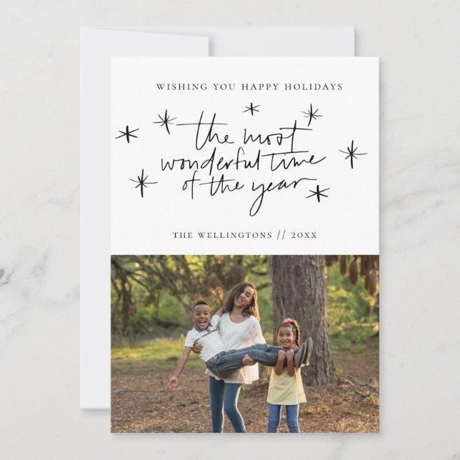 The Most Wonderful Time of the Year Modern Photo Holiday Card (Front)