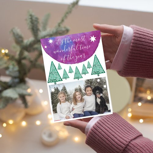 The Most Wonderful Time of the Year Modern Photo Holiday Card