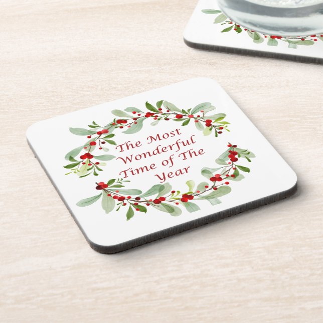 The Most Wonderful Time of the Year on a  Beverage Coaster (Left Side)