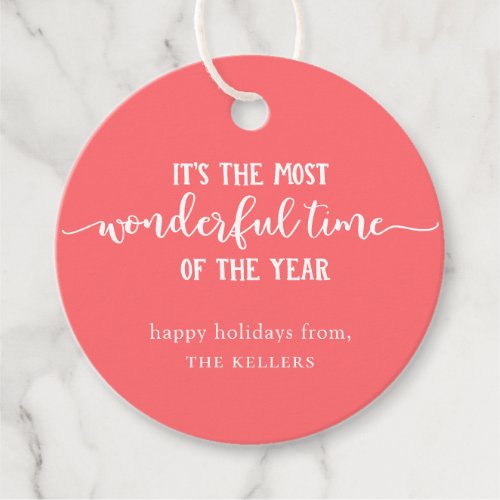 The Most Wonderful Time Of The Year Pink Holiday Favor Tags