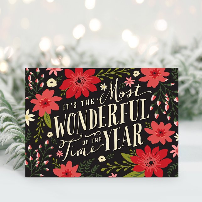 The Most Wonderful Time of Year Holiday Floral Card (Creator Uploaded)
