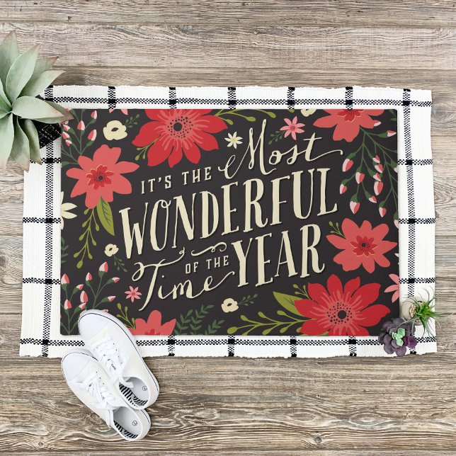 The Most Wonderful Time of Year Holiday Floral Doormat (Creator Uploaded)