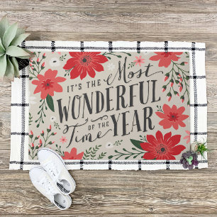 The Most Wonderful Time of Year Holiday Floral Doormat