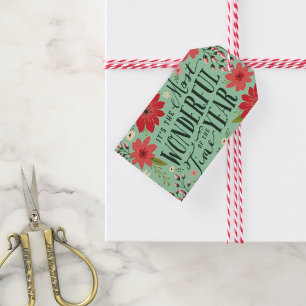 The Most Wonderful Time of Year Holiday Floral Gift Tags