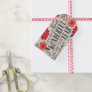 The Most Wonderful Time of Year Holiday Floral Gift Tags