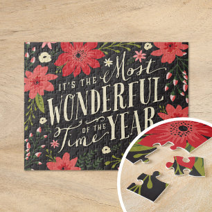 The Most Wonderful Time of Year Holiday Floral Jigsaw Puzzle