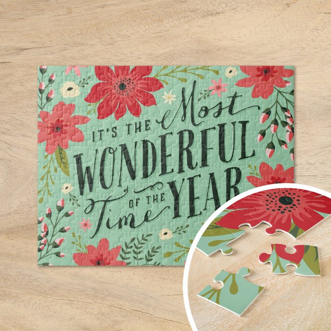 The Most Wonderful Time of Year Holiday Floral Jigsaw Puzzle (Creator Uploaded)