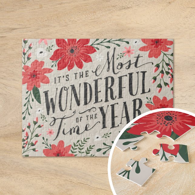 The Most Wonderful Time of Year Holiday Floral Jigsaw Puzzle (Creator Uploaded)