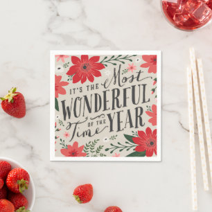 The Most Wonderful Time of Year Holiday Floral Napkins